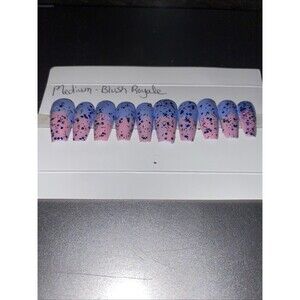 10 pieces Pastel Pink and Blue Ombré Glitter Drip Press-on Nails